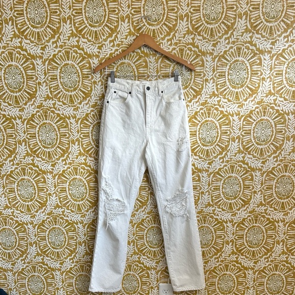 NWT SLVRLAKE London White Destructed High Rise Straight Leg Jeans $285 size 25 - Picture 10 of 16